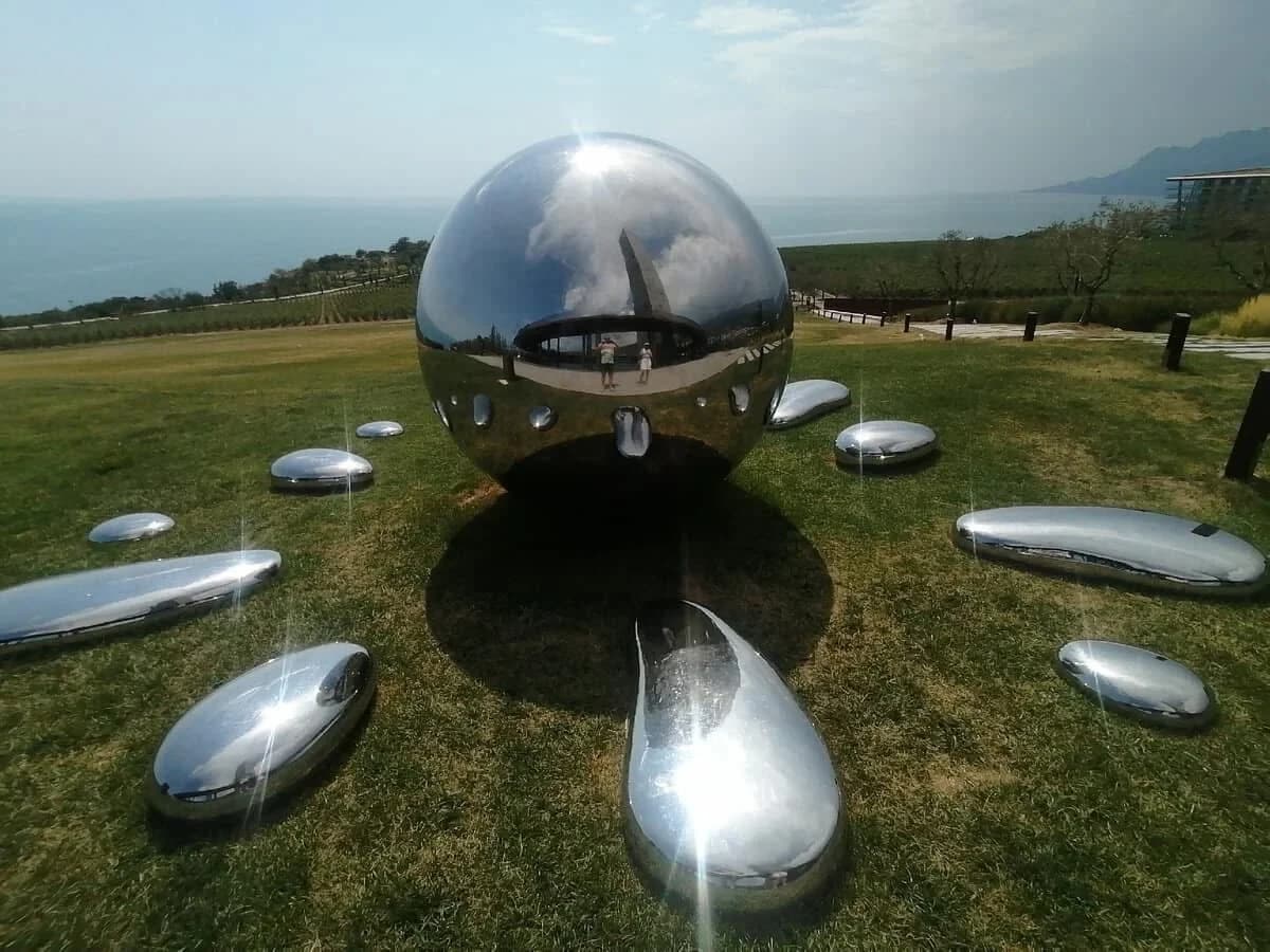 Daylight: a guest photographs themselves in the sphere