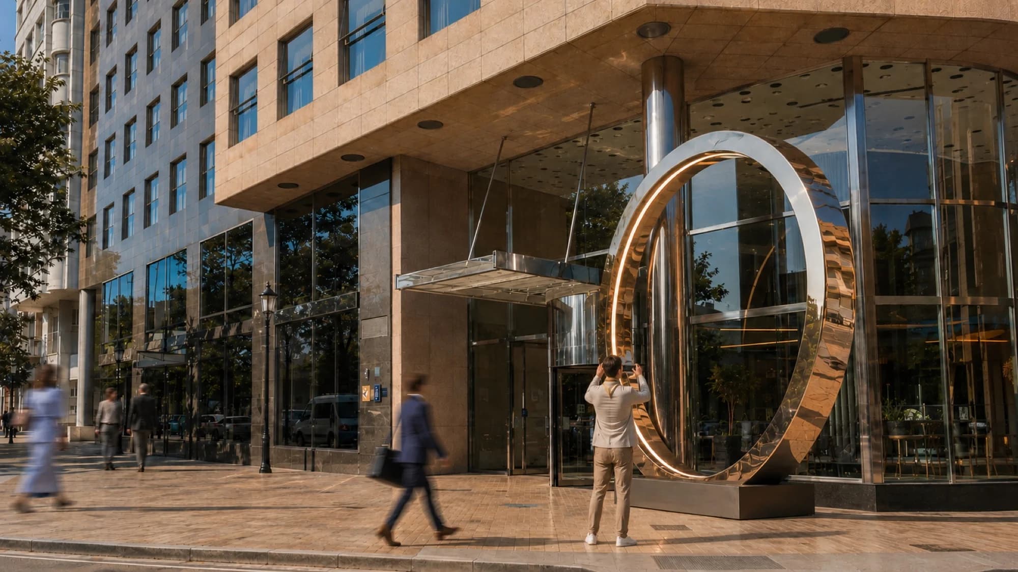 Anillo junto a la entrada del hotel · Entorno artístico para hoteles